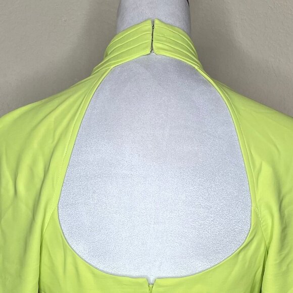 Express Women's Lime Green Yellow Chartreuse Cut Out Long Sleeve Blouse Top Sm - Picture 6 of 9